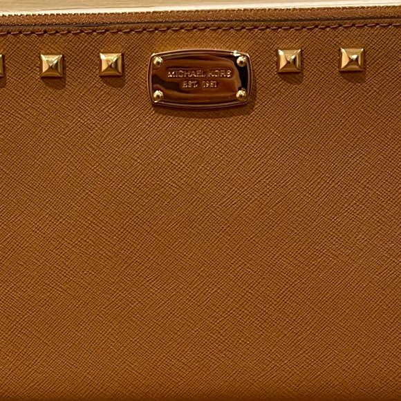 Michael Kors Studded Brown Clutch - Picture 2 of 5